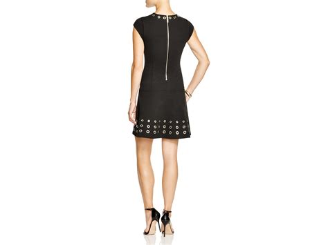 michael michael kors black grommet embellished flare dress|michael kors scuba dresses.